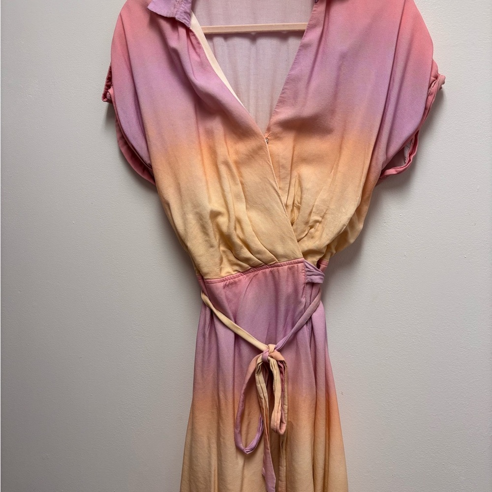 Gianni Bini Pink and Orange Ombre Wrap Dress